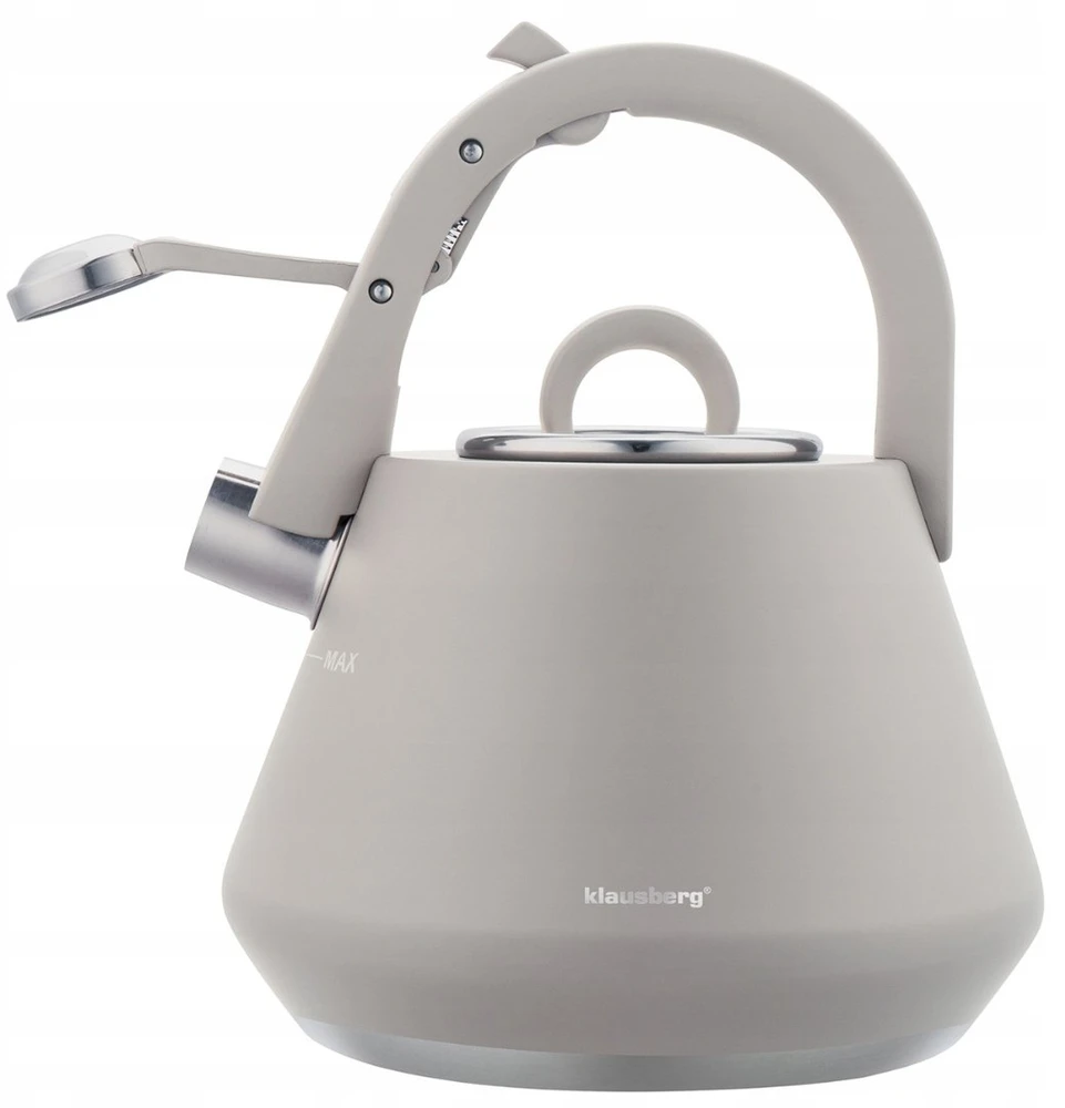 Virdulys, Plieninis virdulys su švilpuku, 2,5 l, matinės pilkos spalvos, indukcinis, klausberg kb-7949