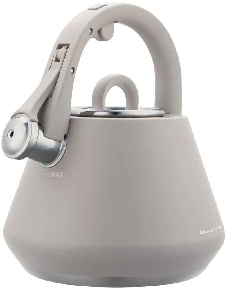 Virdulys, Plieninis virdulys su švilpuku, 2,5 l, matinės pilkos spalvos, indukcinis, klausberg kb-7949