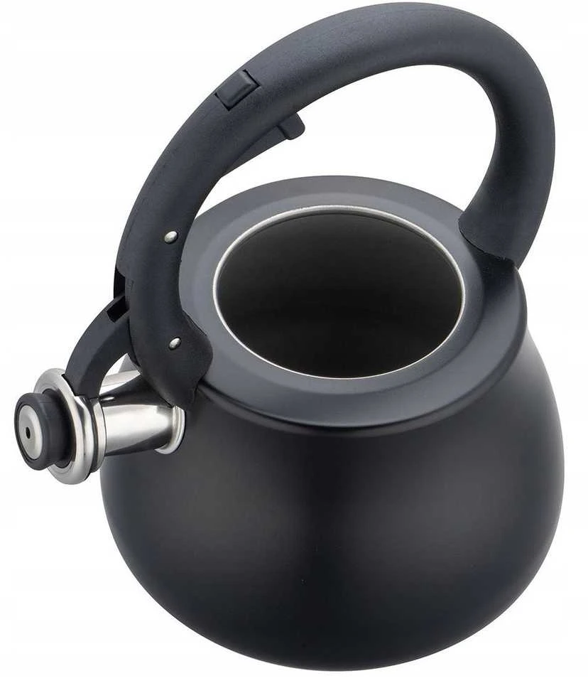 Virdulys, Švilpiantis virdulys, nerūdijančio plieno, juodas su sidabro elementais, 2,8 l, Klausberg, kb-7918