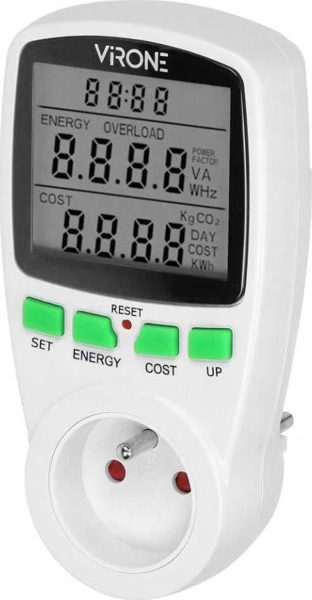 Virone Orno Vieno tarifo vatmetras, energijos skaičiuoklė su LCD ekranu, vieno tarifo, įmontuota baterija
