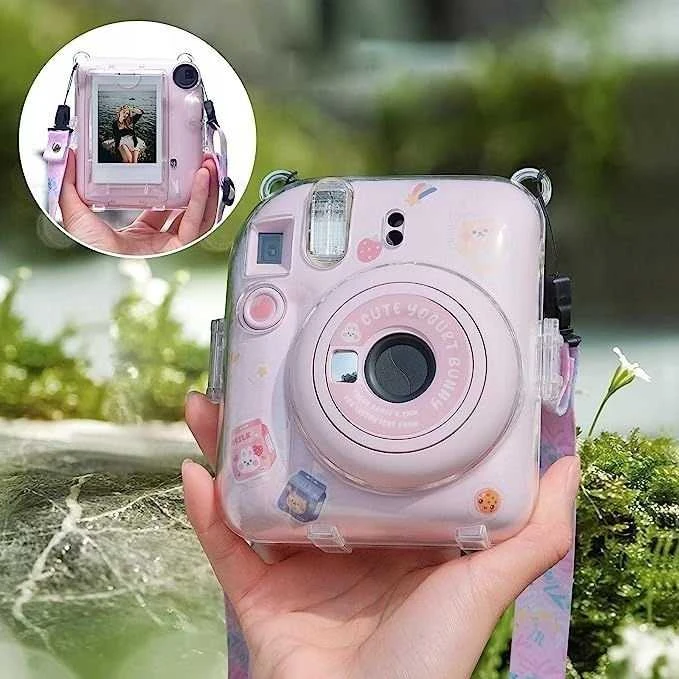 Viršelis LoveInstant Byla EtuI dėklo dangtelis, skirtas Fujifilm Instax Mini 12 + Lipdukai / Yogurt Rabbit