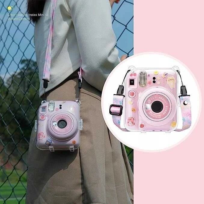Viršelis LoveInstant Byla EtuI dėklo dangtelis, skirtas Fujifilm Instax Mini 12 + Lipdukai / Yogurt Rabbit