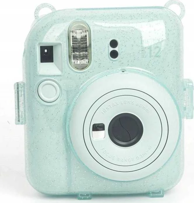 LoveInstant dėklas Dėklas dėklas Case, skirtas FujiFilm Fuji INSTAX Mini 12 + lipdukai ir kišenė nuotraukoms Žalia su blizgučiais