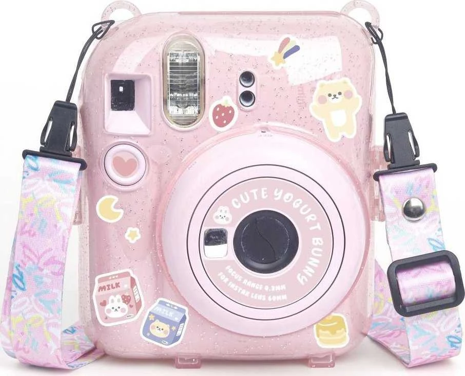 Viršelis LoveInstant Byla FujiFilm FUJI INSTAX Mini 12 + Stickers ir Pocket Nuotraukos / Jogurtas Triušis / Rožinė Brocade