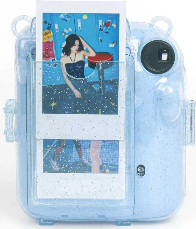 Viršelis LoveInstant FuijiFilm FUJI INSTAX Mini 12 + Lipdukai ir kištukas nuotraukai / pabėgti iš Žemės / Mėlyna Brocade dėklas