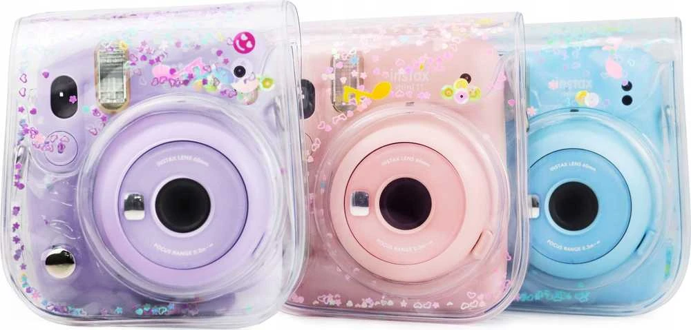 Dėklas LoveInstant Do Fujifilm Instax Mini 11 / Permatomas Rožinė Cekiny