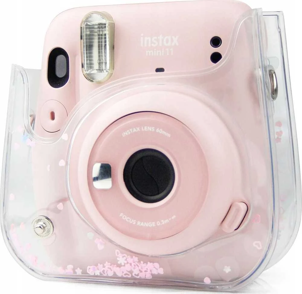 Dėklas LoveInstant Do Fujifilm Instax Mini 11 / Permatomas Rožinė Cekiny