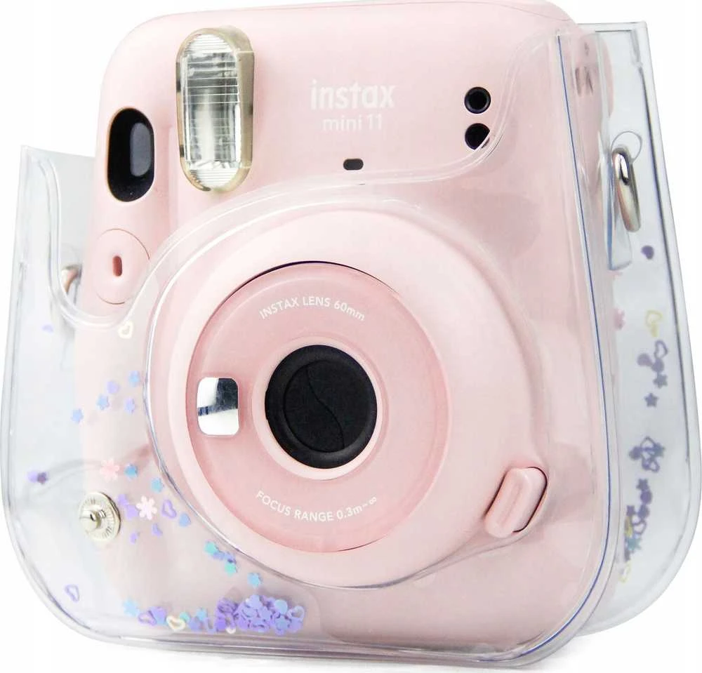 Dėklas LoveInstant Instax Mini 11 / Permatomas Violetinė Cekiny