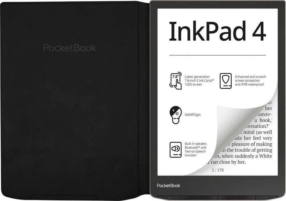 Dėklas PocketBook InkPad 4 Flip, juodos spalvos (HN-FP-PU-743G-RB-WW)