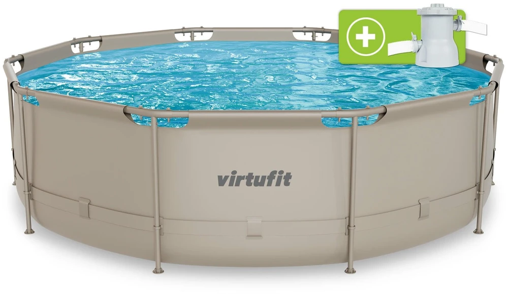 VIRTUFIT apvalus baseinas 366 cm su filtravimo siurbliu, smėlio spalvos