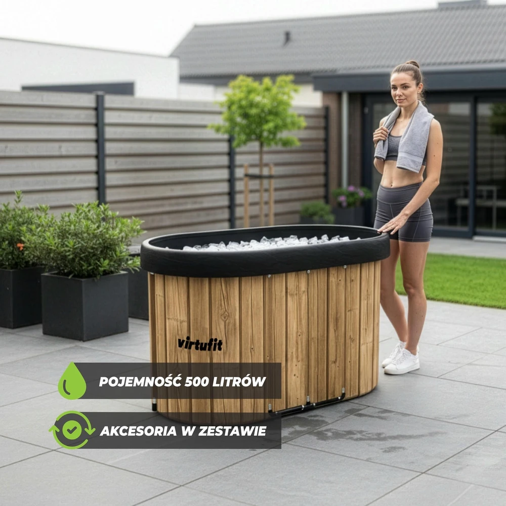 Virtufit Ledinė vonia Oval 500 – sulankstoma šalčio terapijai Ice Bath, ruda