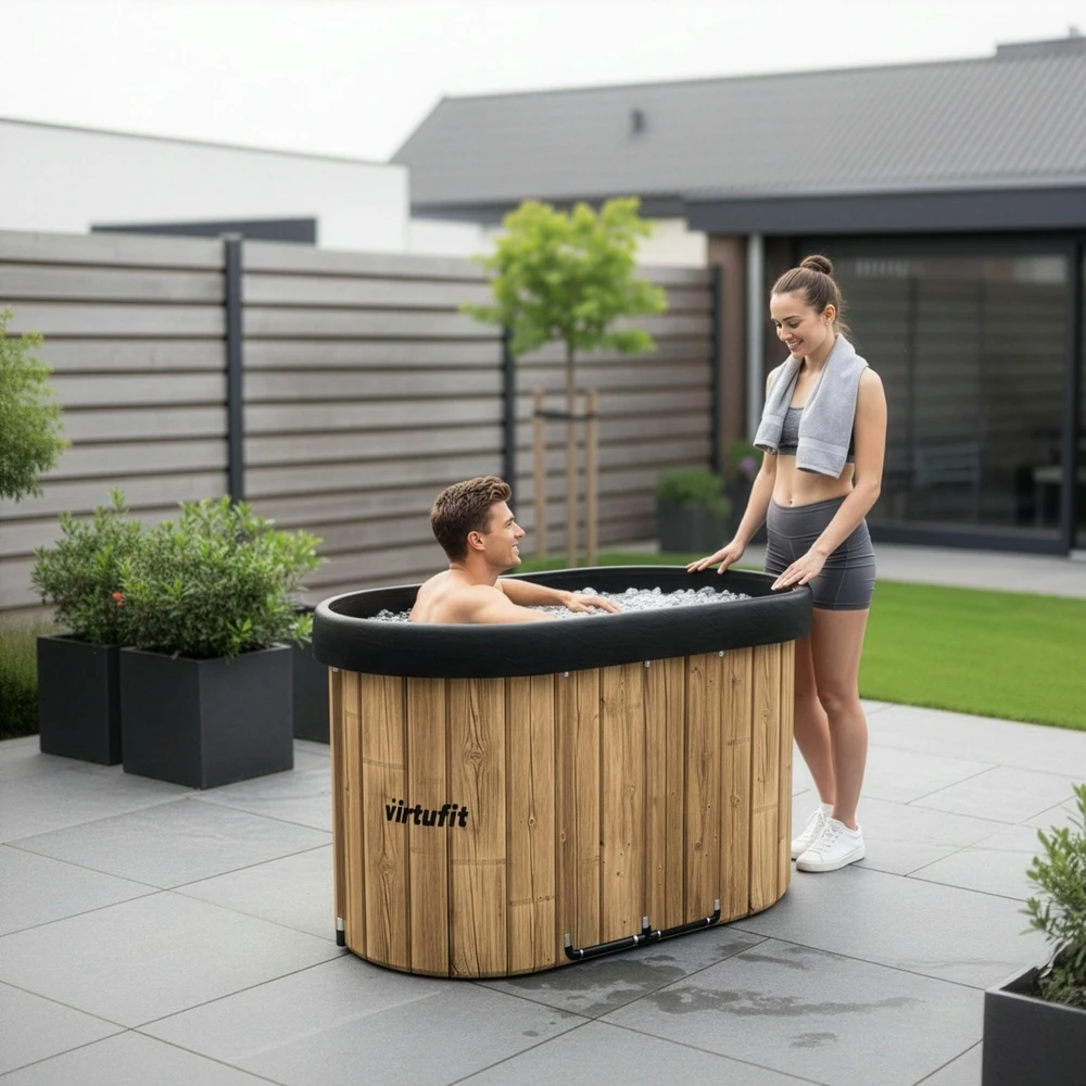 Virtufit Ledinė vonia Oval 500 – sulankstoma šalčio terapijai Ice Bath, ruda