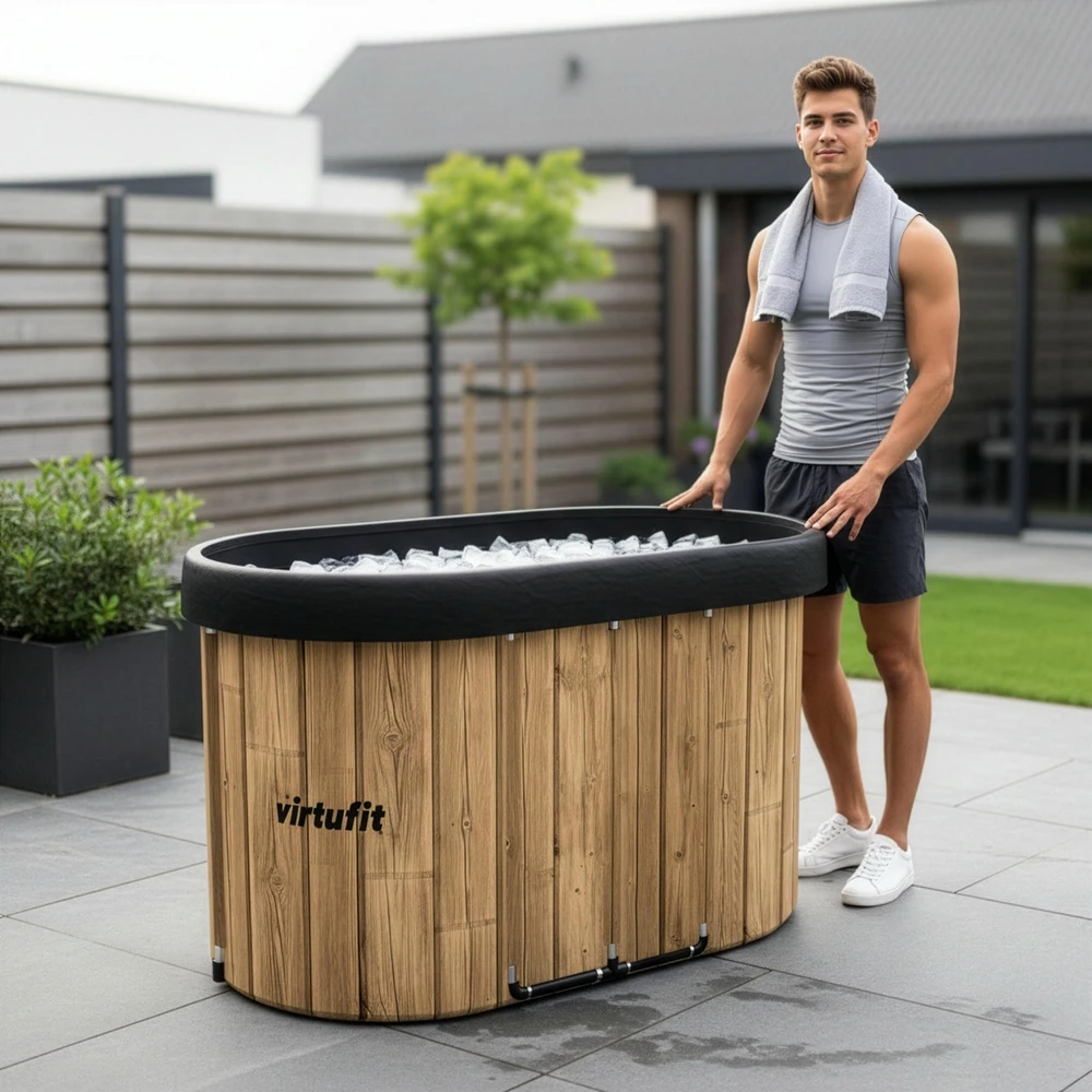 Virtufit Ledinė vonia Oval 500 – sulankstoma šalčio terapijai Ice Bath, ruda