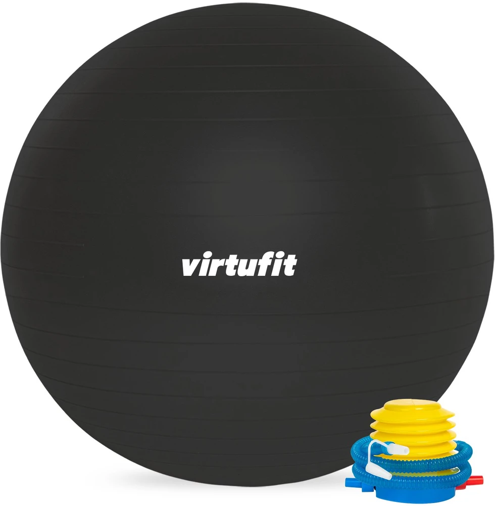 Virtufit VIRTUFIT GIMNASTIKOS KAMUOLYS ANTI-BURST PRO SU POMPA JUODA 65 CM
