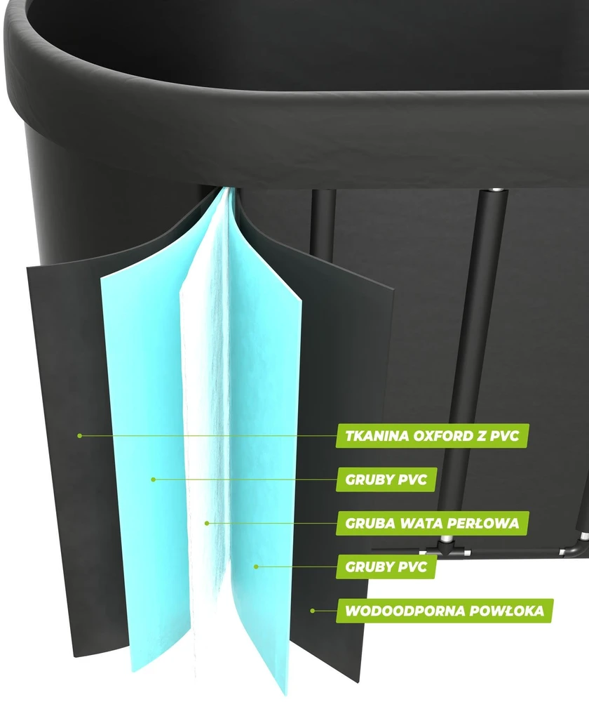 Virtufit Suledėjusio vandens vonia Oval 500 – sulankstoma šalto vandens terapijai Ice Bath, juoda