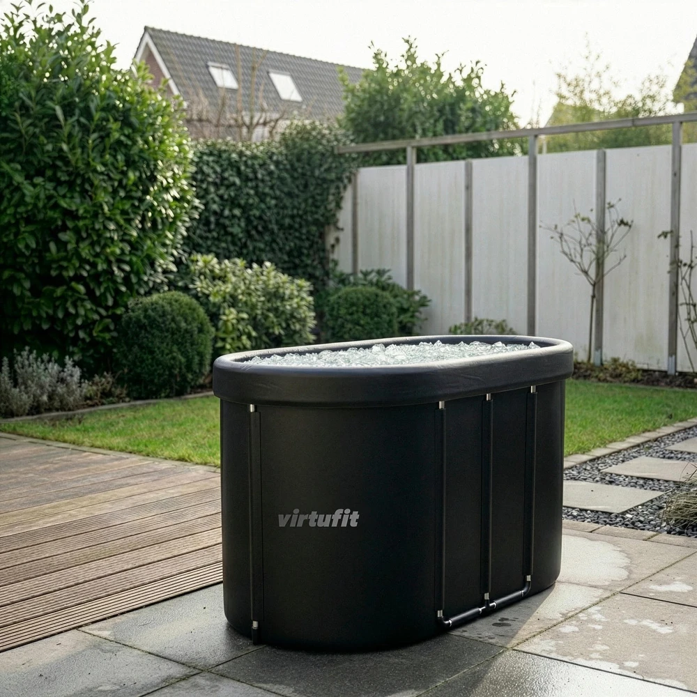 Virtufit Suledėjusio vandens vonia Oval 500 – sulankstoma šalto vandens terapijai Ice Bath, juoda