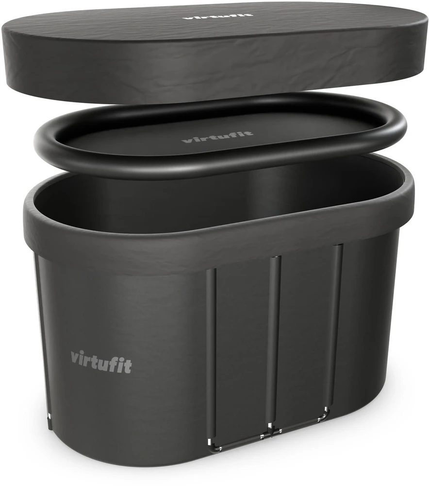 Virtufit Suledėjusio vandens vonia Oval 500 – sulankstoma šalto vandens terapijai Ice Bath, juoda