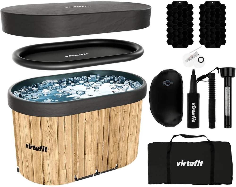 Virtufit Ledinė vonia Oval 500 – sulankstoma šalčio terapijai Ice Bath, ruda