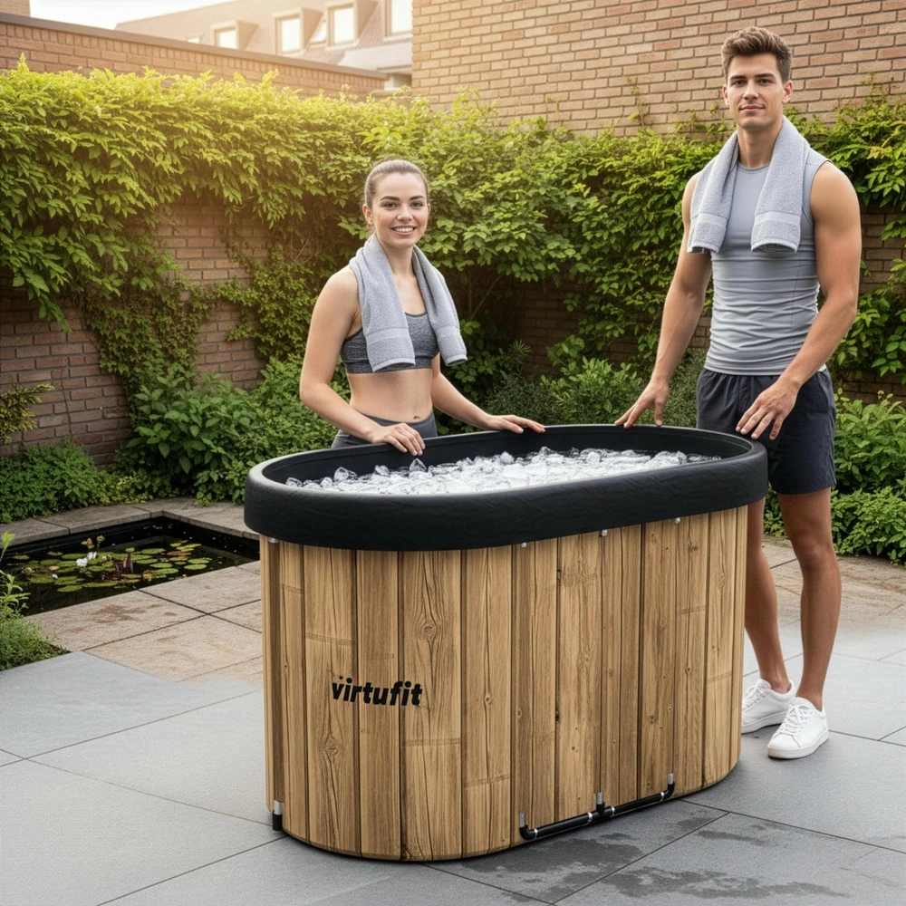 Virtufit Ledinė vonia Oval 500 – sulankstoma šalčio terapijai Ice Bath, ruda