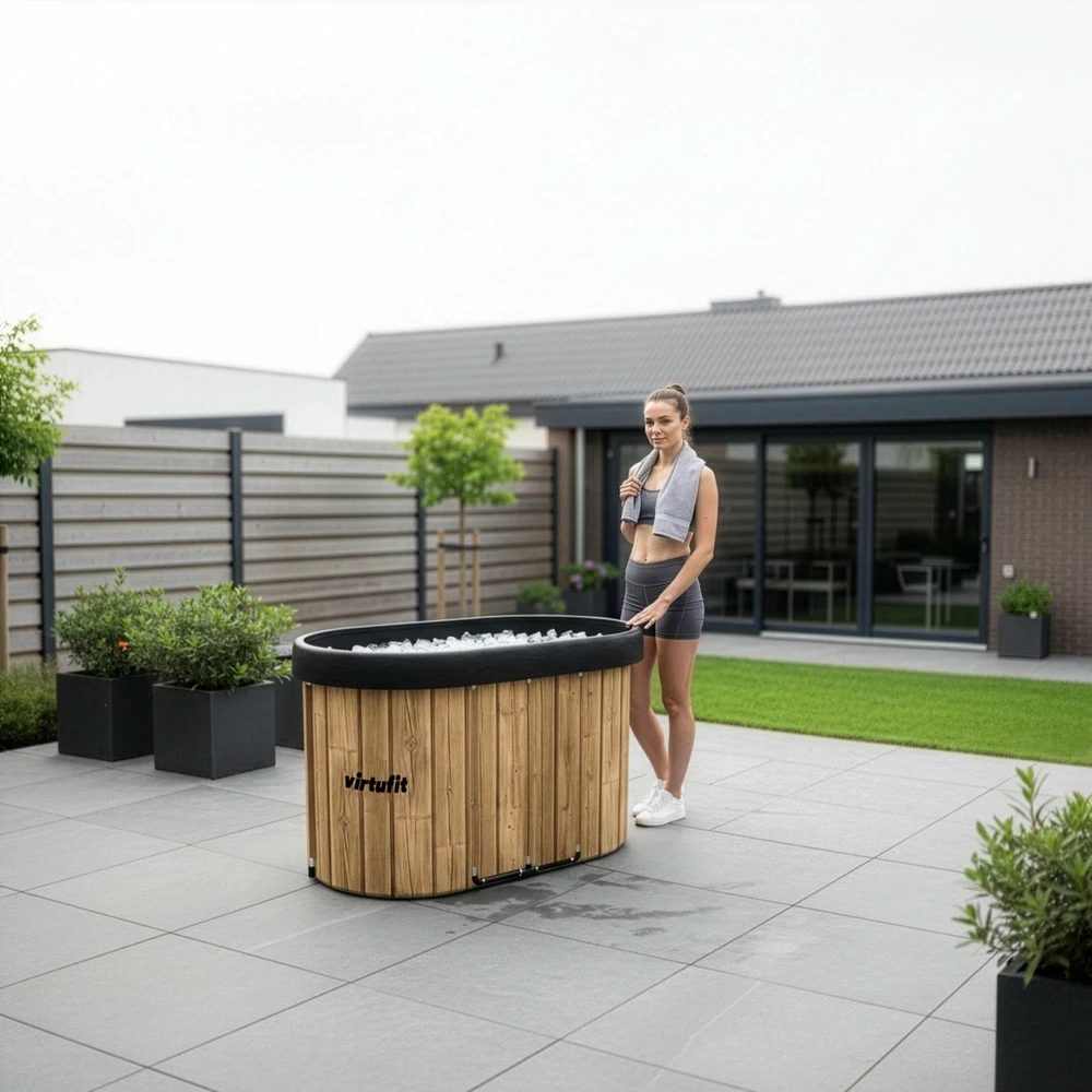 Virtufit Ledinė vonia Oval 500 – sulankstoma šalčio terapijai Ice Bath, ruda