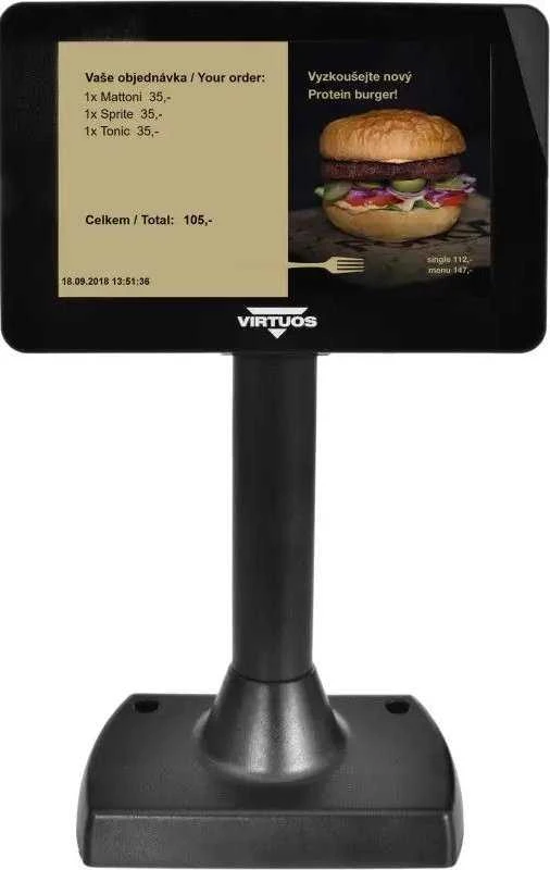 Virtuos Virtuos 7" LCD spalvotas kliento ekranas Virtuos SD700F, USB, juodas