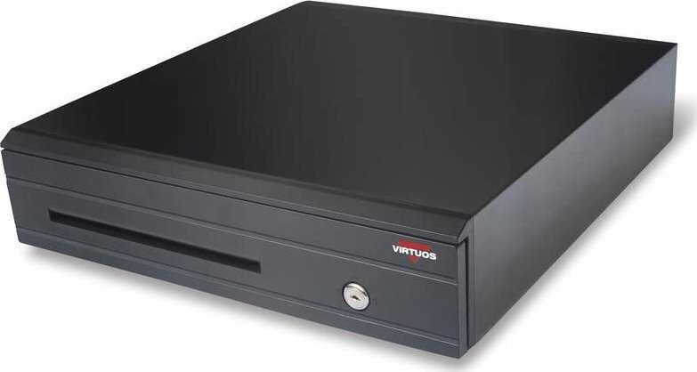 Virtuos pinigų stalčius C425C, su 24V laidu, metalinėmis rankenomis, 9-24V, juodas