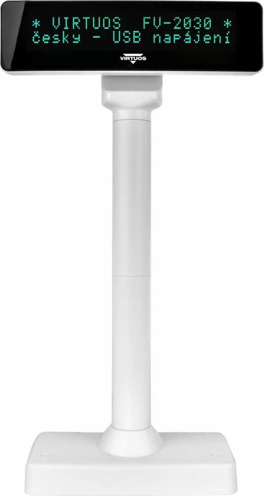 Virtuos Virtuos VFD klientų ekranas Virtuos FV-2030W 2x20 9mm, USB, baltas