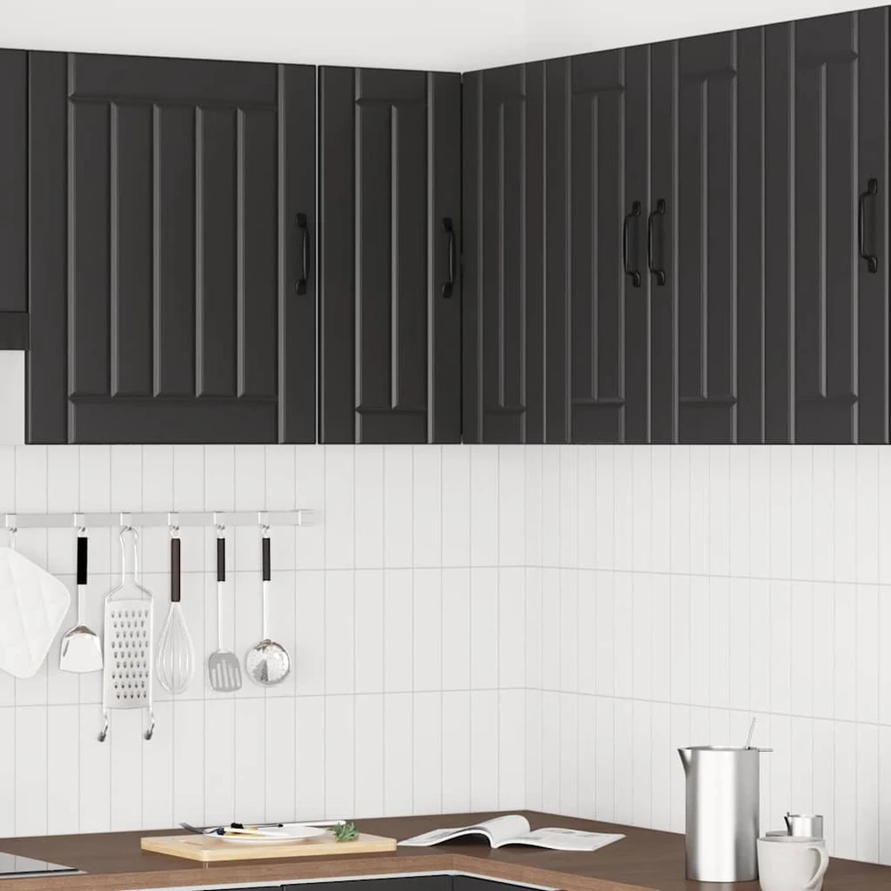 virtuvės sieninė kampinė spintelė "Lucca" Juodas Engineered Wood