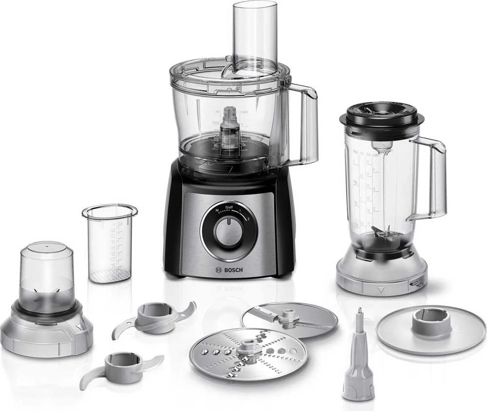 Virtuvinis kombainas Bosch Food processor MultiTalent 3 Plus 900 W, Juoda, šiaušto nerūdijančio plieno