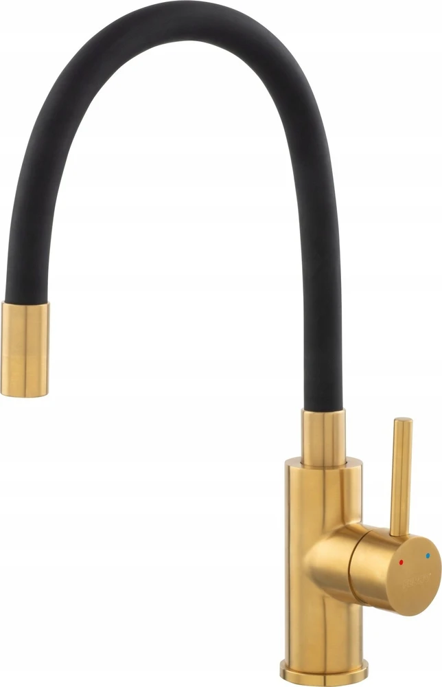 Virtuvės maišytuvas Ferro BZA4BSSG / / ZUMBA / KRIAUKLĖS MAIŠYTUVAS. INOX-GOLD ELASTINIS. Juodas SNAPELIS /