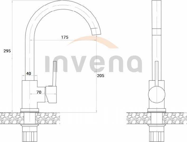 Virtuvės maišytuvas Invena SOLO kriauklės maišytuvas