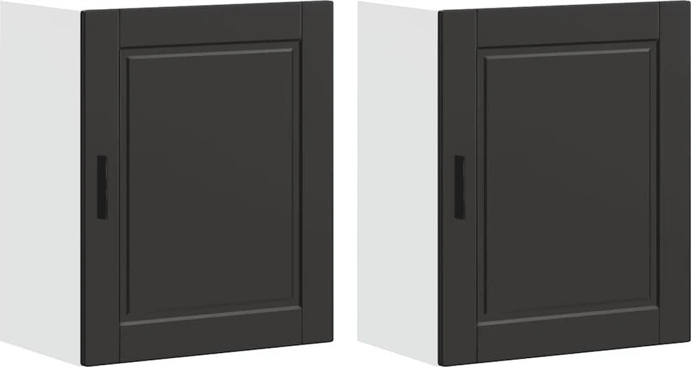 virtuvės sieninės spintelės 2 vnt "Porto" Juodas Engineered Wood