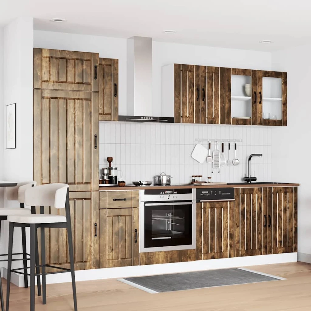 Virtuvinių spintelių komplektas, 8 dalių, Lucca, dūminio