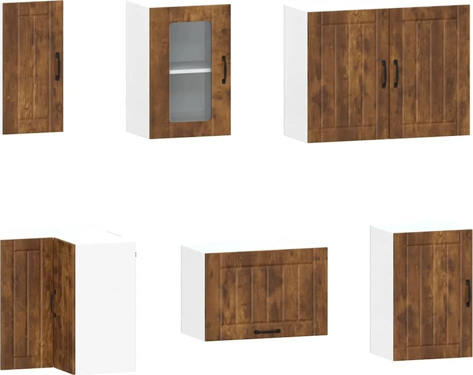 Virtuvinių spintelių komplektas, 11 dalių, Kalmar, dūminio