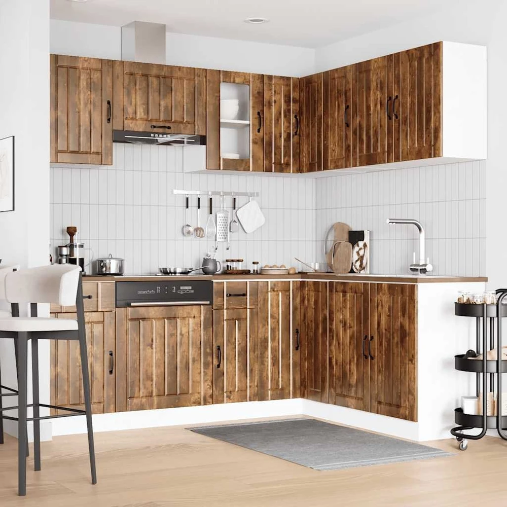 Virtuvinių spintelių komplektas, 11 dalių, Kalmar, dūminio