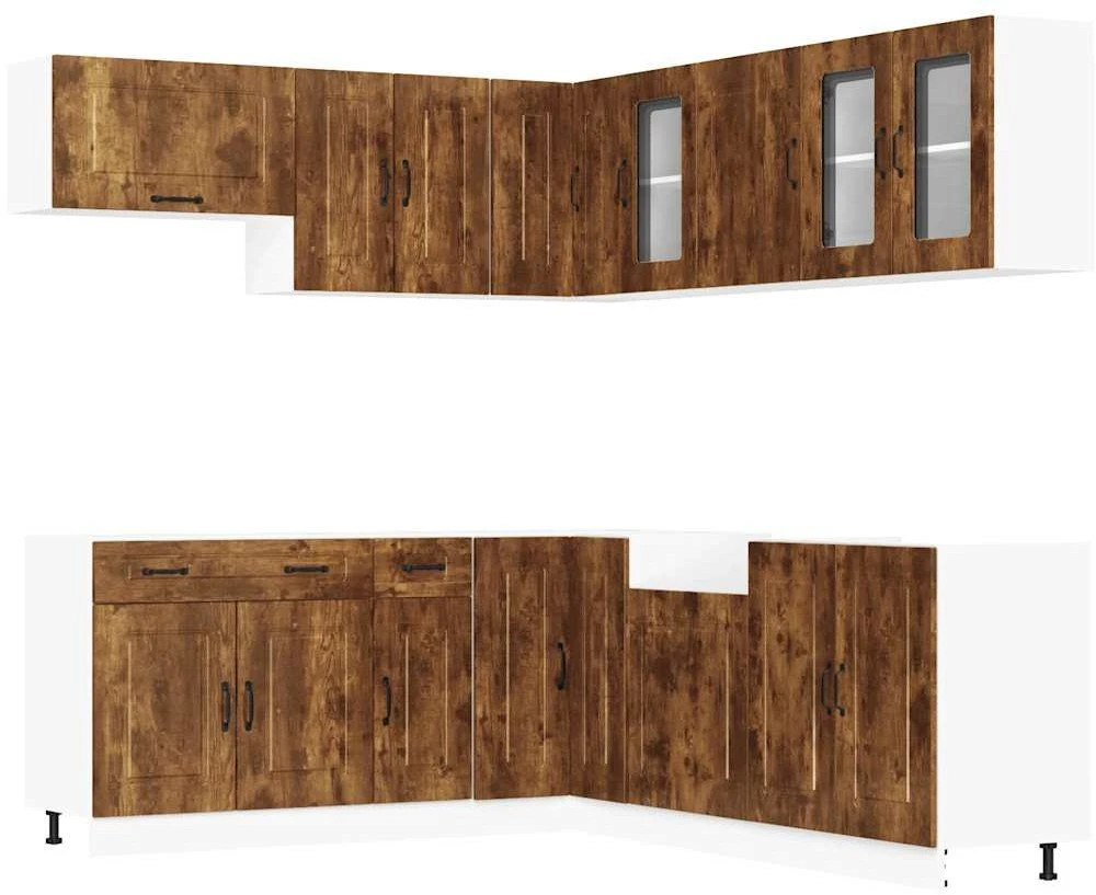 Virtuvinių spintelių komplektas, 11 dalių, Kalmar, dūminio