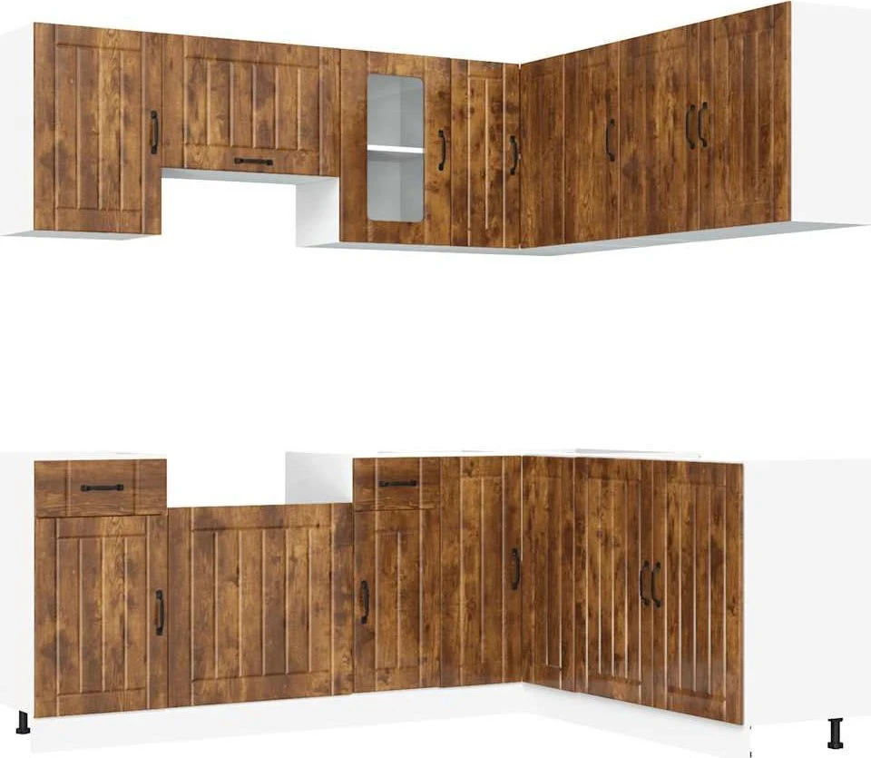 Virtuvinių spintelių komplektas, 11 dalių, Kalmar, dūminio