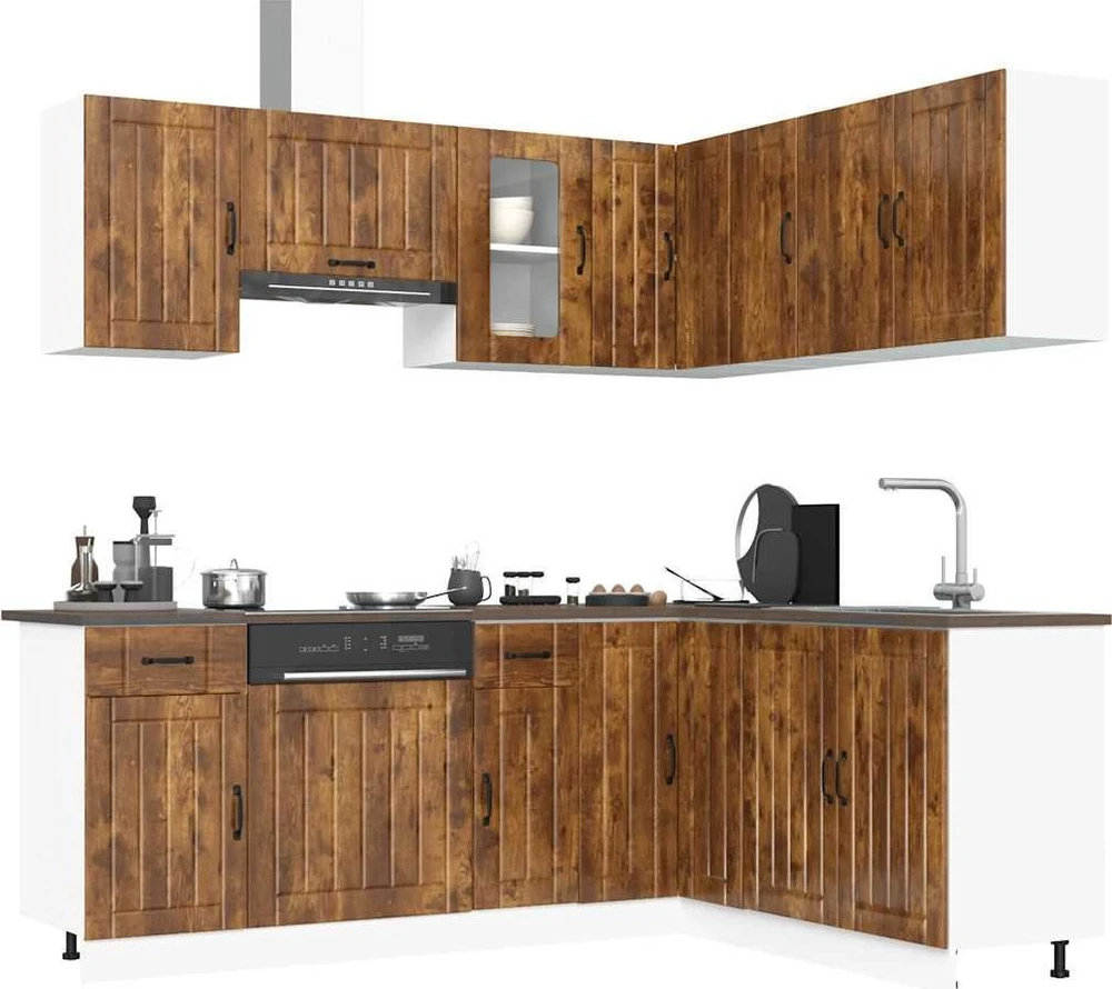 Virtuvinių spintelių komplektas, 11 dalių, Kalmar, dūminio