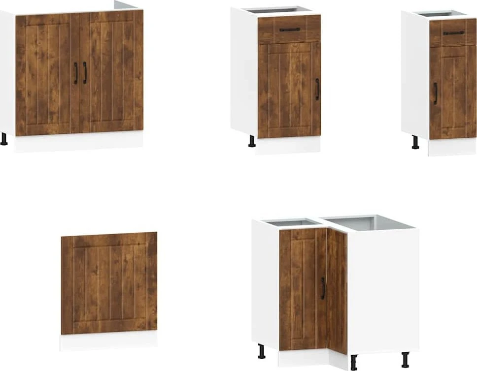 Virtuvinių spintelių komplektas, 11 dalių, Kalmar, dūminio