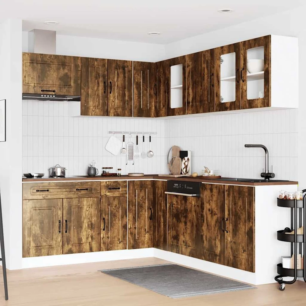 Virtuvinių spintelių komplektas, 11 dalių, Kalmar, dūminio