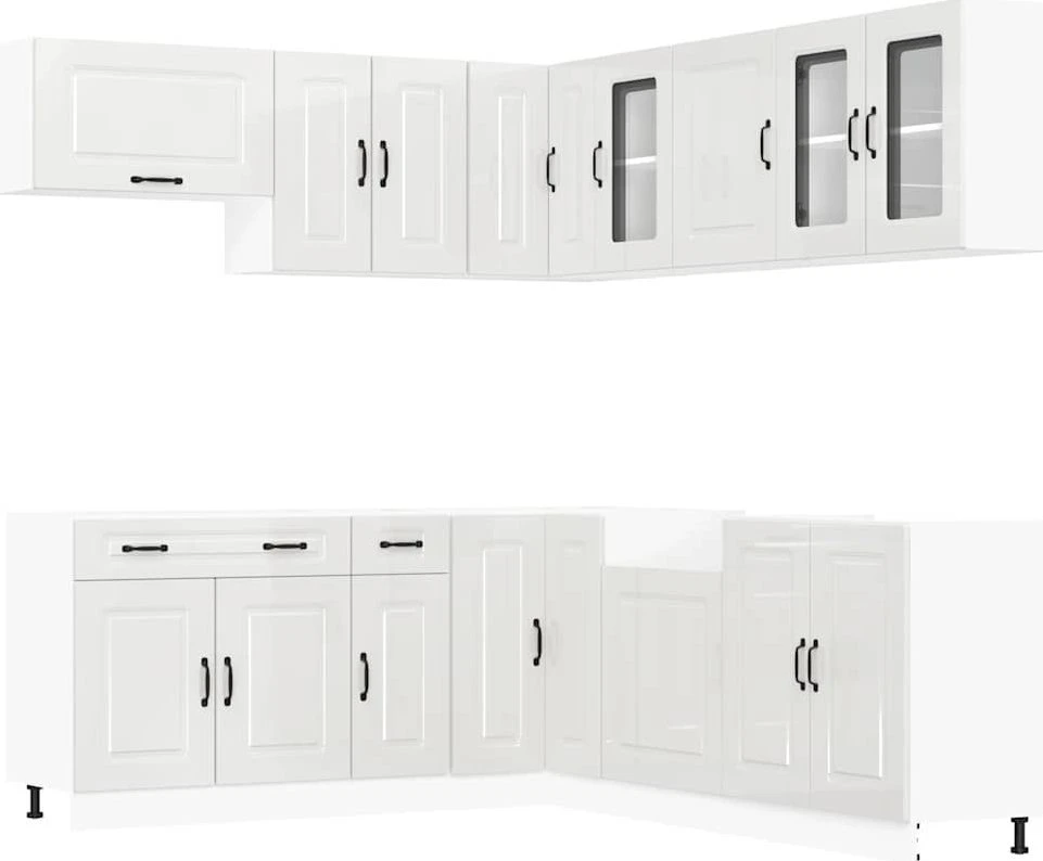 Virtuvinių spintelių komplektas, 11 dalių, Kalmar, balta
