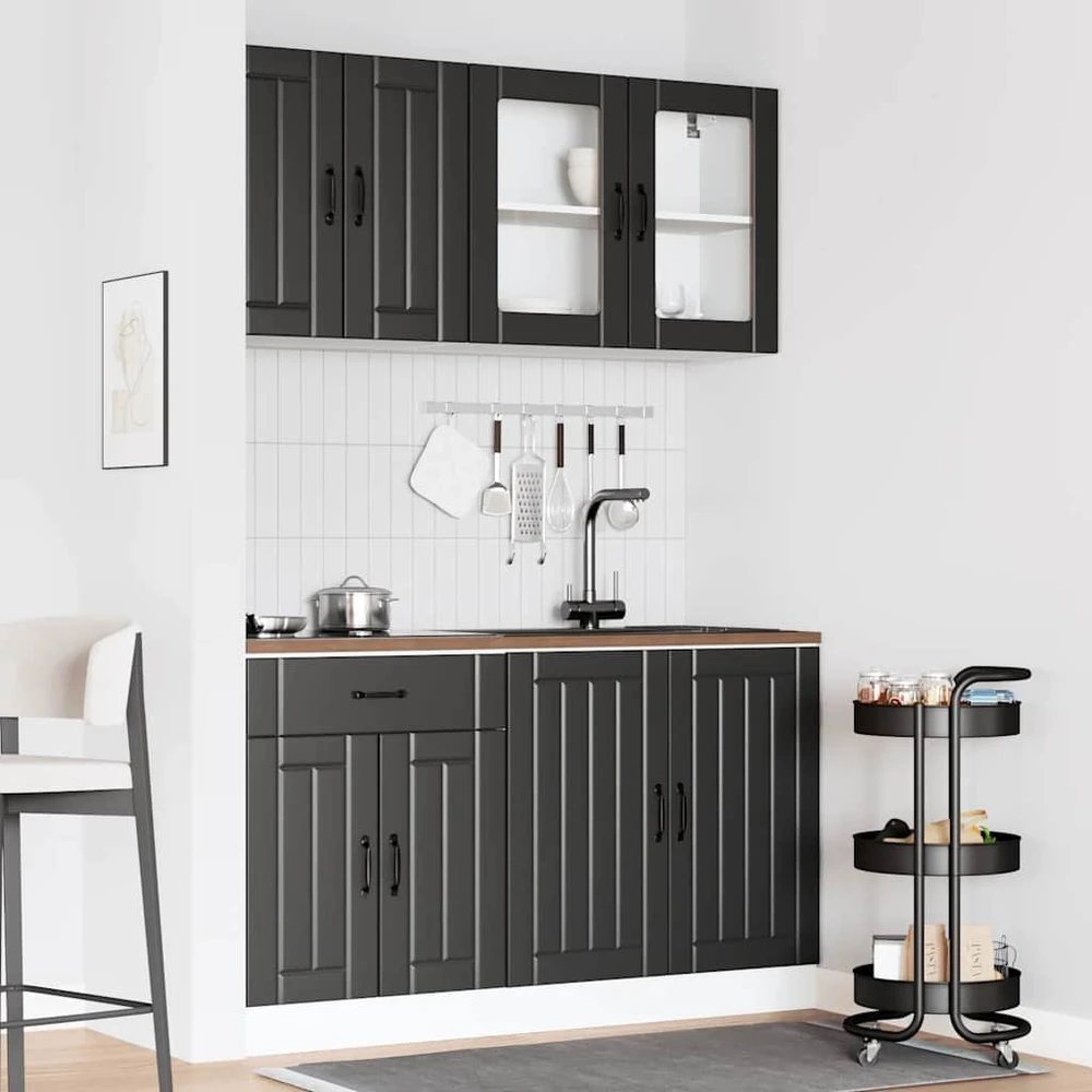 Virtuvinių spintelių komplektas, 4 dalių, Lucca, juoda