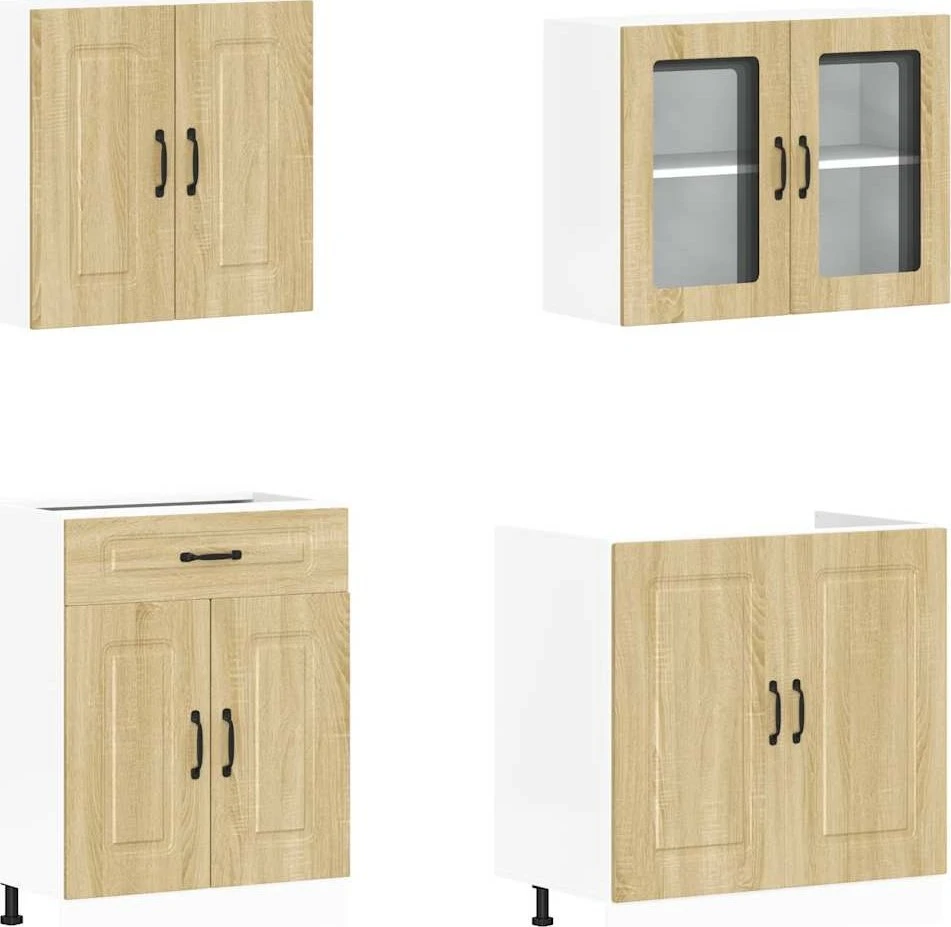 Virtuvinių spintelių komplektas, 4 dalių, Kalmar, ąžuolo