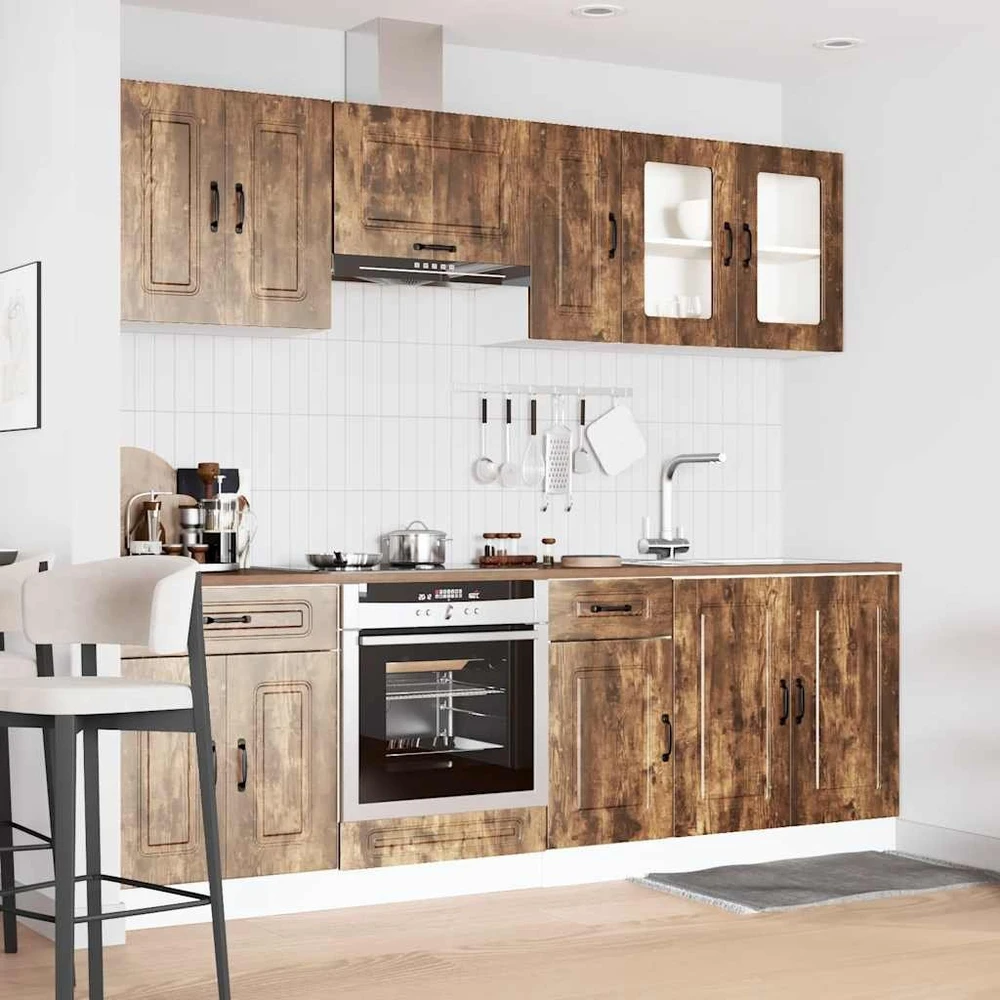 Virtuvinių spintelių komplektas, 8 dalių, Kalmar, dūminio