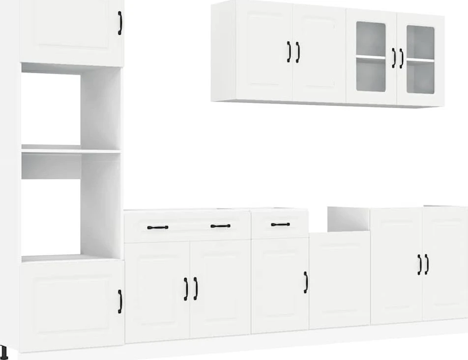 Virtuvinių spintelių komplektas, 7 dalių, Kalmar, balta