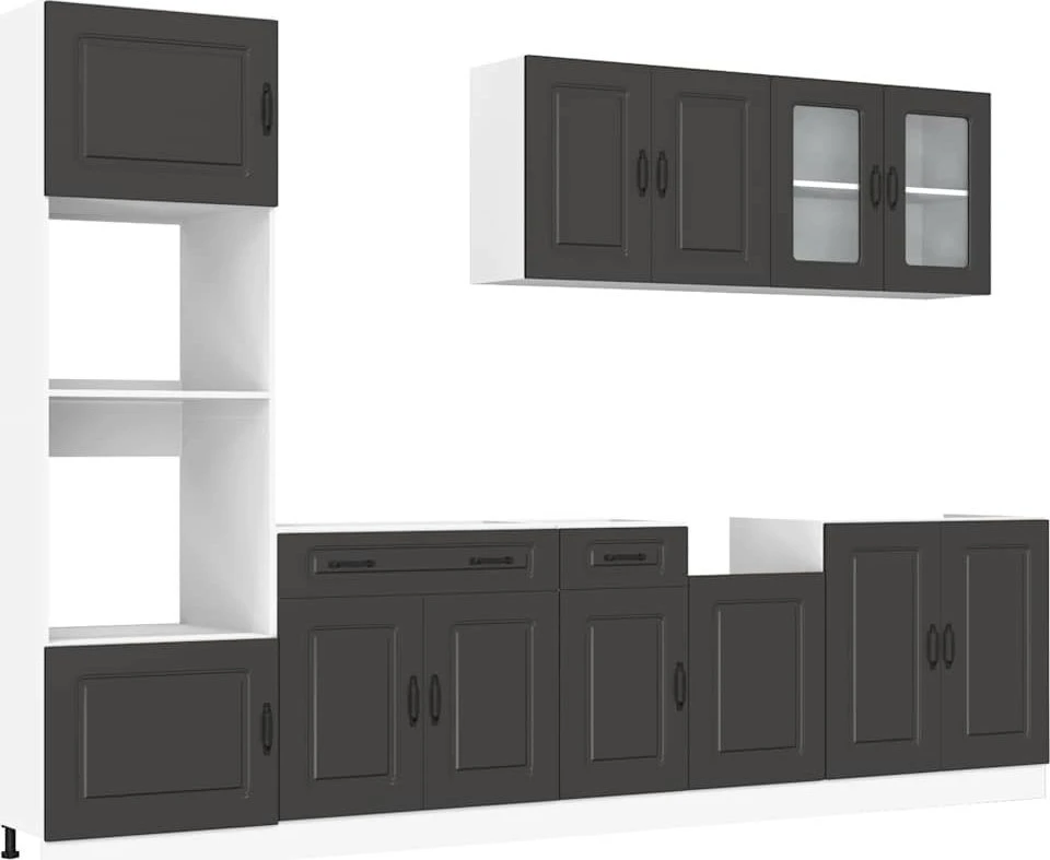 Virtuvinių spintelių komplektas, 7 dalių, Kalmar, juoda