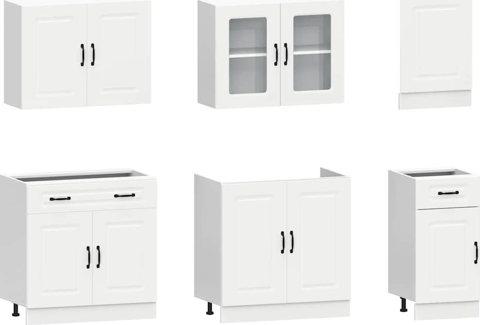 Virtuvinių spintelių komplektas, 7 dalių, Kalmar, balta