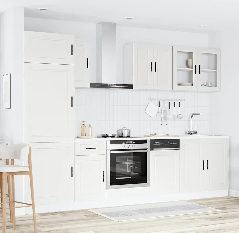 Virtuvinių spintelių komplektas, 8 dalių, Porto, balta