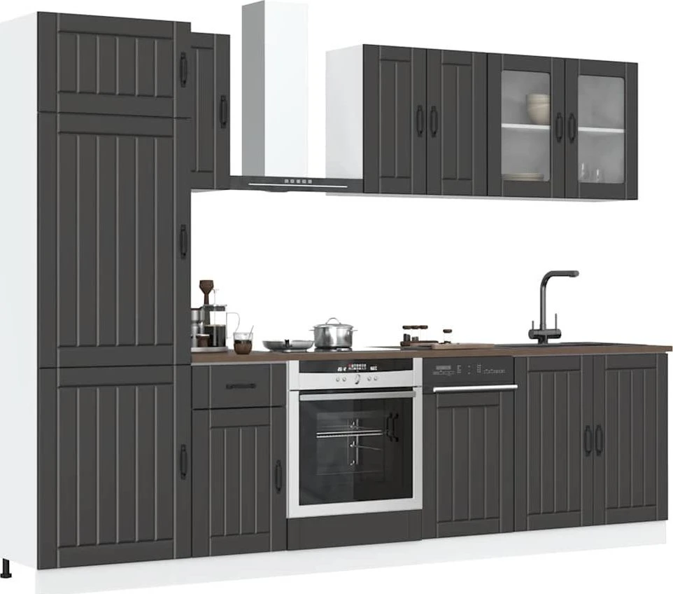 Virtuvinių spintelių komplektas, 8 dalių, Kalmar, juoda