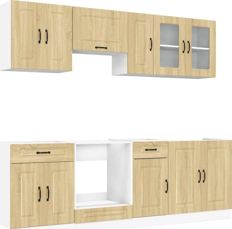 Virtuvinių spintelių komplektas, 8 dalių, Kalmar, ąžuolo